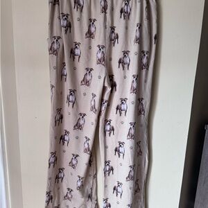 Pittie Print Pajama Pants with Pockets- Tan